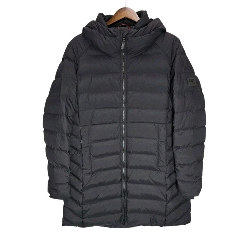 Outdoor Research Womens XL Coze Lux Hooded Down Parka Black Puffer Coat